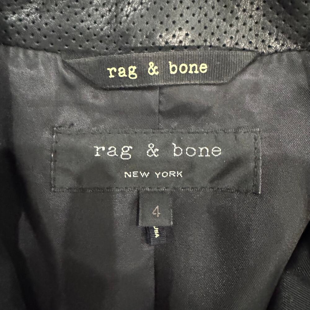 Rag & Bone Black Blazer Perforated Leather Collar Women's Size 4 Made in USA - Picture 3 of 13